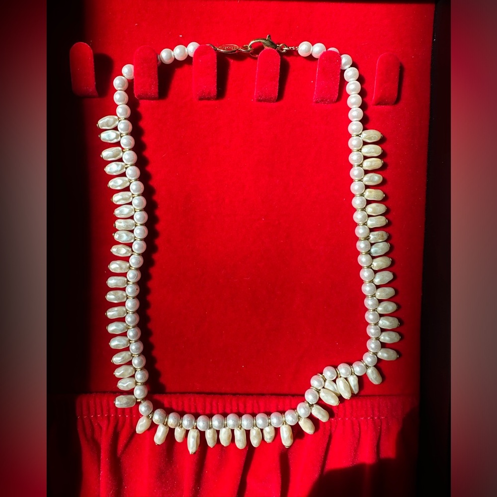 NAPIER Vintage Faux Pearl Necklace Gold Tone